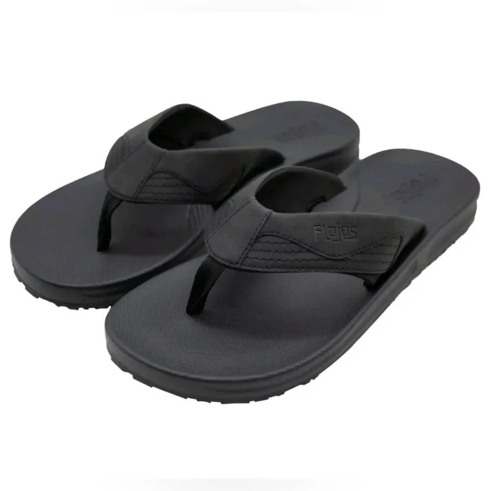 Flojos Men's 10 Memory Foam Flip Flop MEMEX Footbed Arch Support Black NWT - Picture 2 of 10